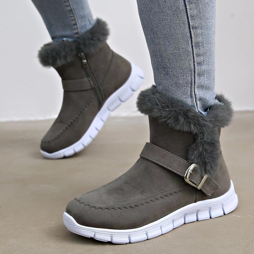 Fashion Fur Warm Chelsea Snow Boots Winter Women Casual Shoes New Short Plush Suede Ankle Boots Flats Gladiator Sport Ladie Botas Mujer