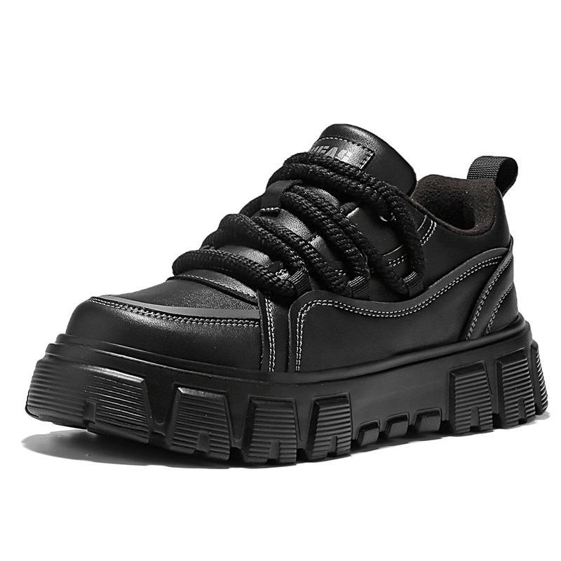 New Winter Men's Shoes Korean Style Fashionable and Versatile Casual Men's Shoes Comfortable Thick Sole Heightened Leather Men's Shoes