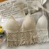 Женское нижнее белье Boho с открытой спиной и бахромой, с завязками на шее, с вышивкой на шее, с кисточками, с подтяжками, короткий топ