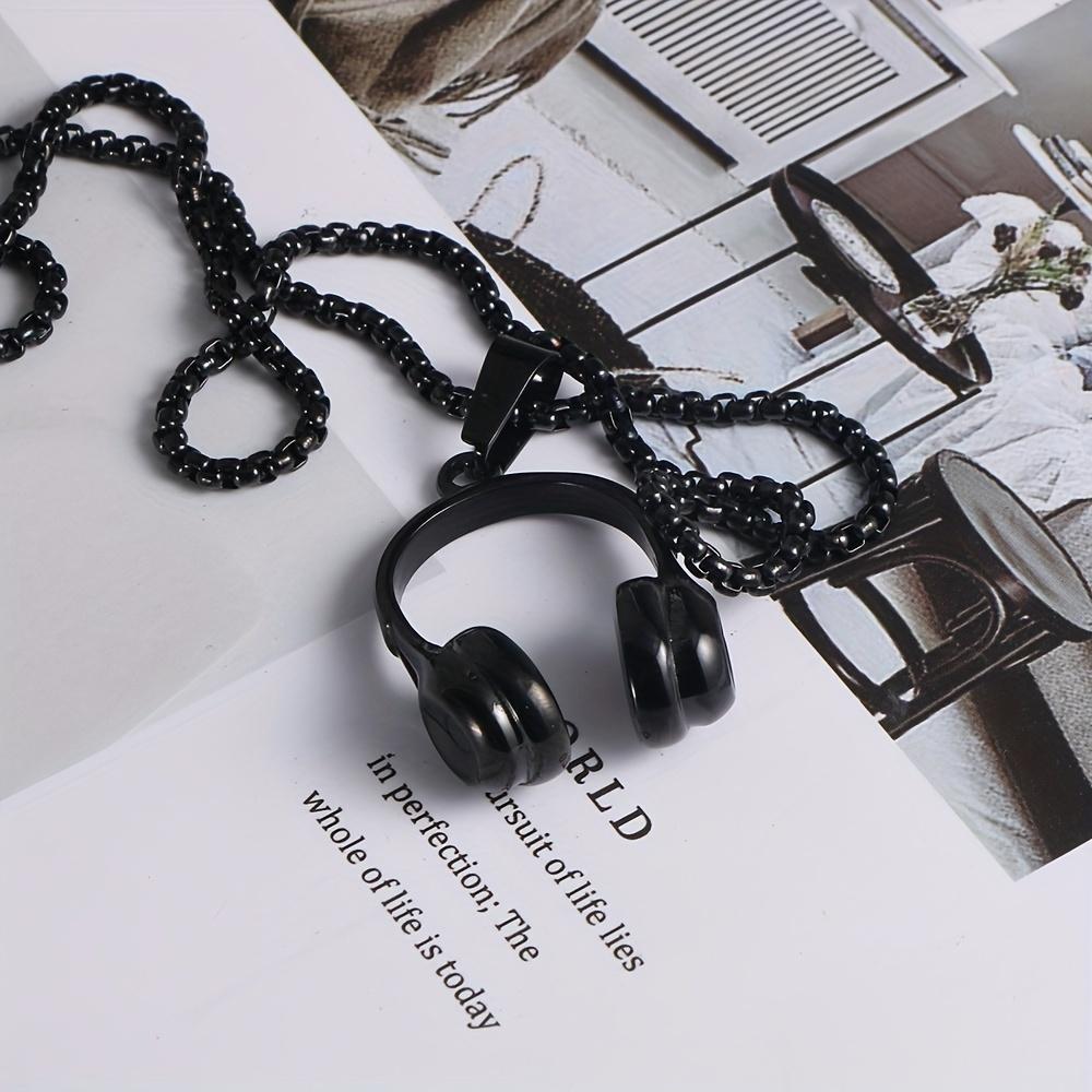 Мужское ожерелье-подвеска в виде наушников, прочный дизайн цвета оружейной стали, не выцветает, простой аксессуар на музыкальную тематику, подходит для повседневной носки