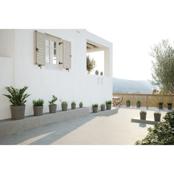 ARTEVASI Round Flower Pot CAPRI LARGE - Plastic - Water Reservoir - Diameter 40 Cm - Anthracite - 39.1 X 39.1 X 37 Cm