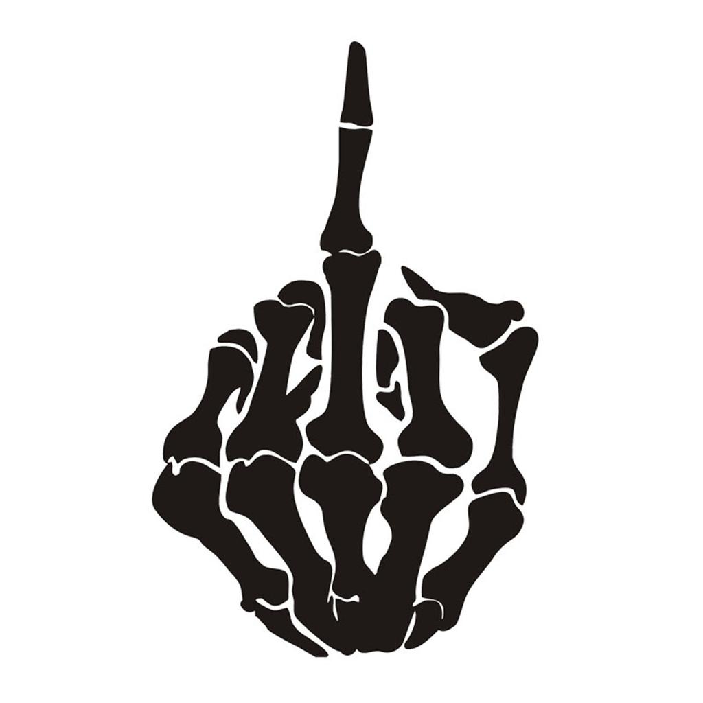 Skull Bone Middle Finger Truck Car Window Wall Bumper Vinyl Decal Stickers Gift Die Cut Decals Latop Window Glass Vinyl Sticker