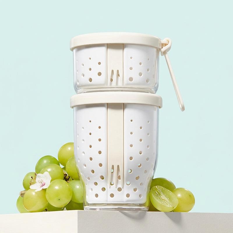 Xingyou fruit cup portable car out with fork box antibacterial drainable food grade high value dust-proof seal