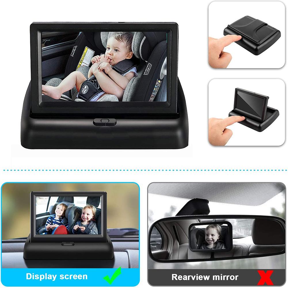 4.3 Inch HD LED Car Seat Camera Waterproof 8LED IR Night Vision Car Seat Mirror Display Folding Screen Headrest Monitor Display
