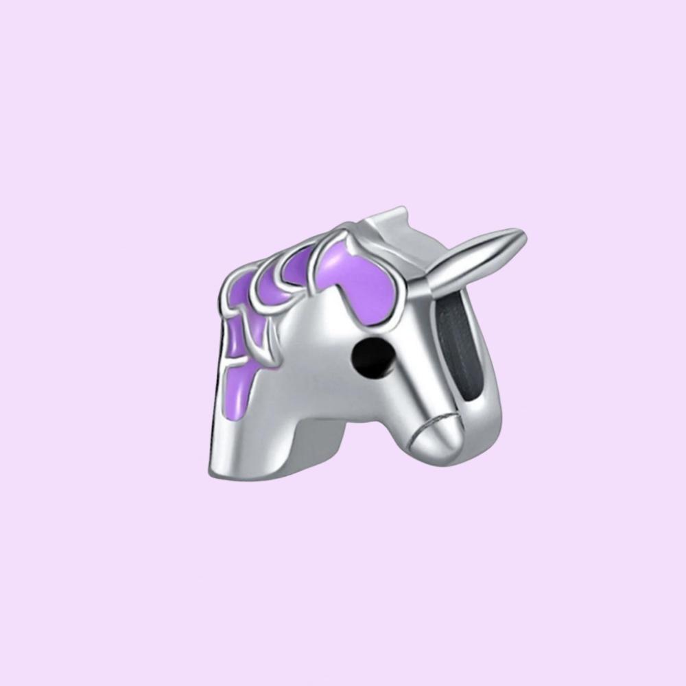 S925 Стерлингового Серебра Красочные Бусины Единорога Шарм Мотаться Подходит Браслет Ожерелье Изготовление для Женщин Подарки С Тканевой Сумкой