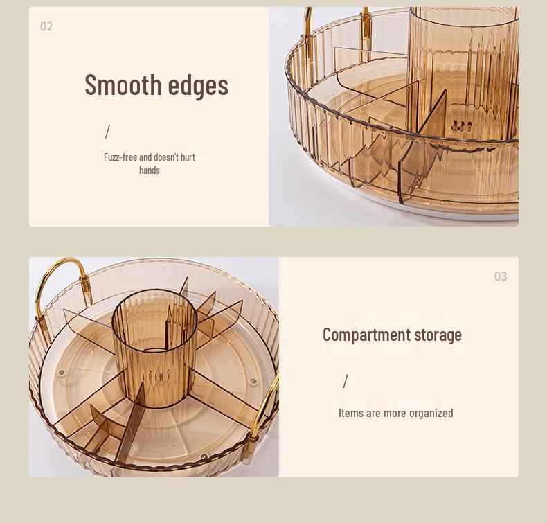 Rotating Vanity Organizer: Multifunctional Cosmetic Shelf for Lipsticks & Brushes