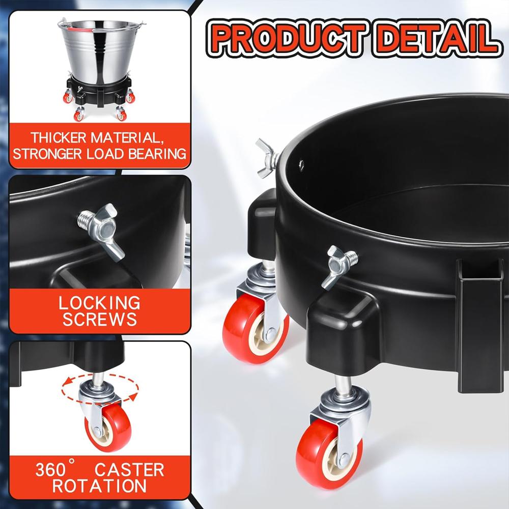 Роликовая тележка для ведра, поворотный ролик для ведра на 360°, съемная тележка с колесами, лоток для хранения, сверхпрочные инструменты и аксессуары для мойки автомобилей