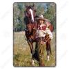 Cowgirl Tin Sign Metal Plaque Cowboy Boots Pony Metal Poster Vintage Wall Decor for Horse Riding Club Garden Home