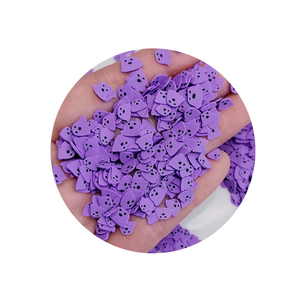 1kg Bulk Purple Miniature Ghost Handmade Clay Polymer Beads Colorful Clay Slices Ideal for DIY and Scrapbooking
