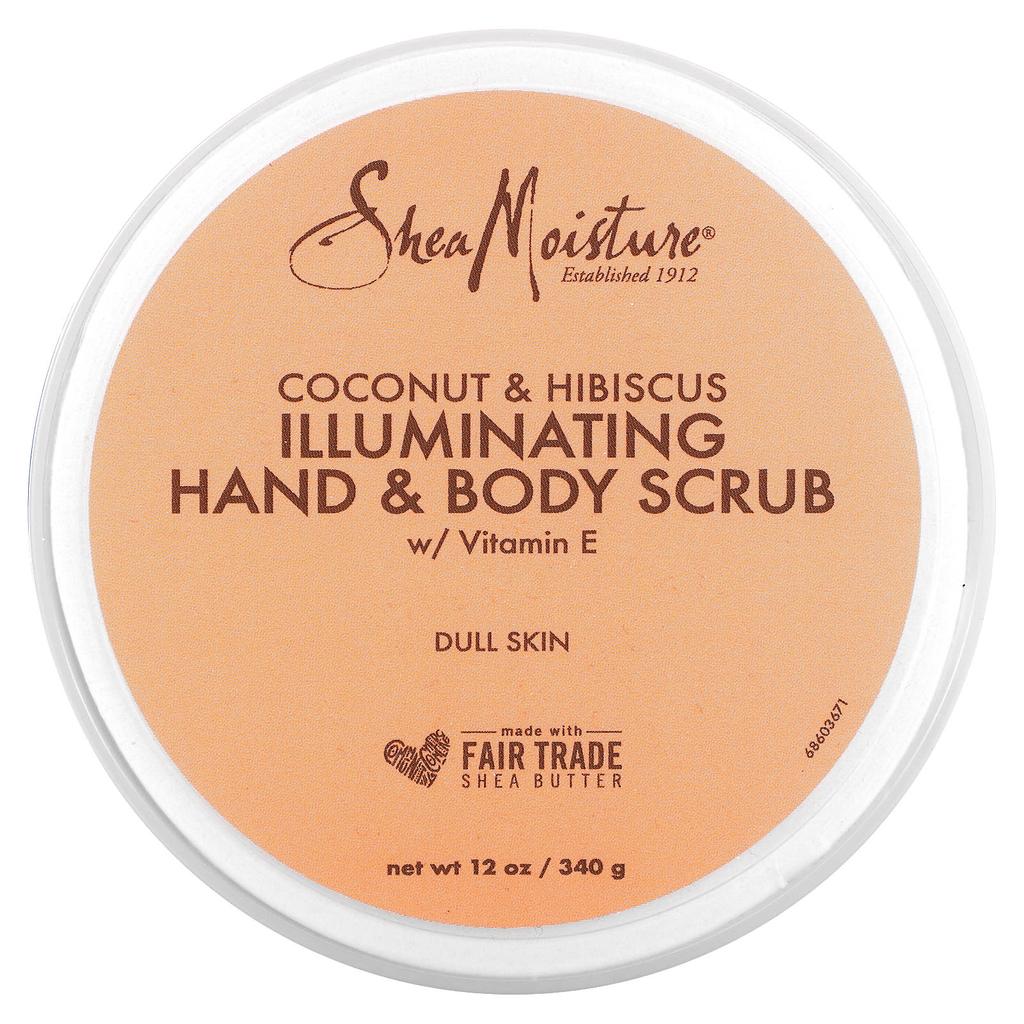 SheaMoisture Illuminating Hand and Body Scrub with Vitamin E, Coconut and Hibiscus, 12 Oz (340 G)