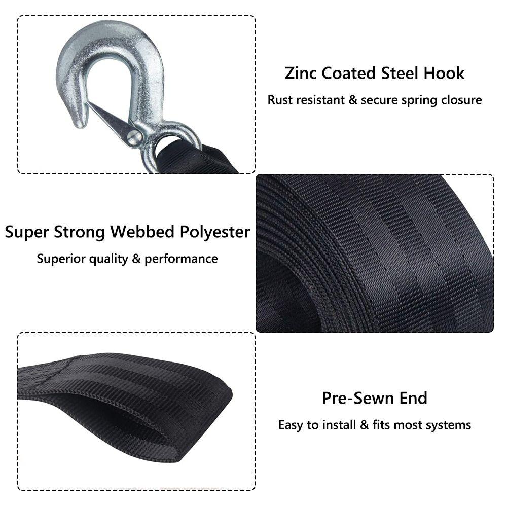 2" x 20ft Trailer Winch Rope Heavy Duty Boat Trailer Winch  for Boat, Jet Ski