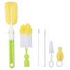 6Pcs Baby Bottle Nipple Brush Suit Set Flexible Rotating Sponge Head Cleaning Kit Green