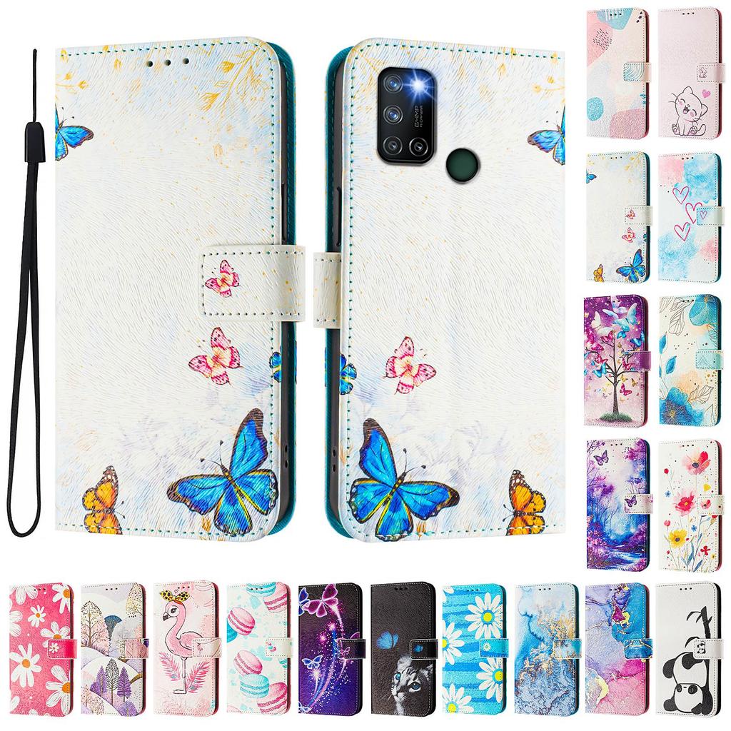 Роскошный окрашенный кожаный чехол-книжка The Butterfly Family для Oppo A72/A52/A92 4G, A36 4G, Reno 8/9, Realme 8/9/10/11/12...