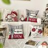 Горячая распродажа Рождественская наволочка из искусственного льна с принтом елки и снеговика - Праздничная декоративная наволочка для диванной подушки