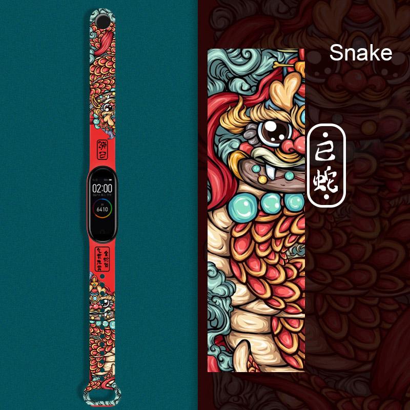 Силиконовый ремешок с рисунком китайского зодиака для Xiaomi Mi Band 3 4 5 6 7/NFC, сменный ремешок для браслета, аксессуары