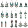 Модные Винтажные Этнические Бохо Серьги-подвески с Кисточками, Бусинами, Бирюзой, Геометрическим Цветком, на Хлопковой Нити для Женщин