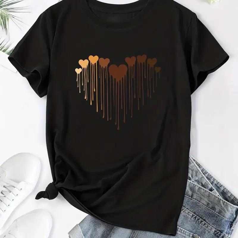 Футболка большого размера Casual Футболки женские большого размера с принтом Love Heart
