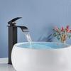 Matt Black Basin Faucet Single Lever Mixer Hot and Cold Water Basin Crane Tap Bathroom Washbasin Sink Waterfall Mixer Tap