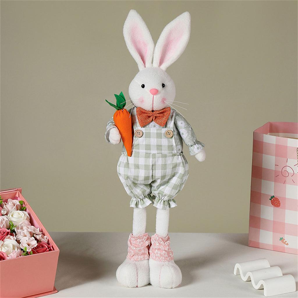 Cute Rabbit Easter Miniature Craft Extendable Legs Rabbit Ornament Fairy Garden Supplies Desk Home Figurine Ornament