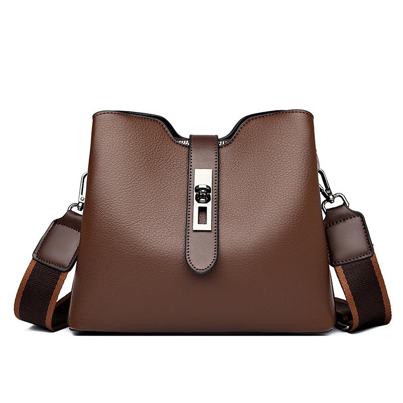 Lightweight women's simple shoulder bag, new casual shopping messenger bag, double-layer large-capacity women's bag, mother bag.