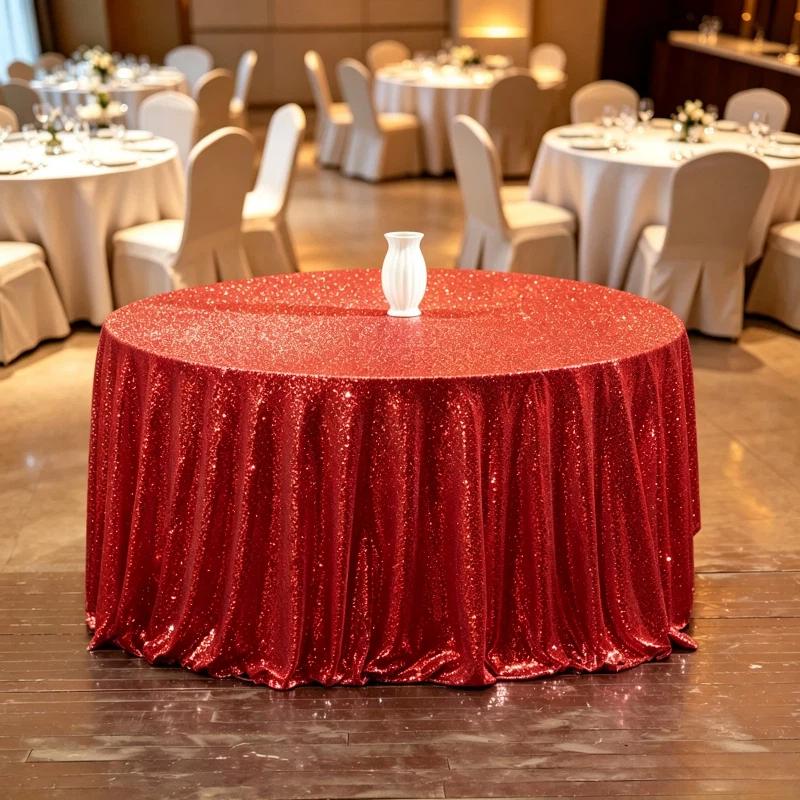 Luxury Sequin Round Tablecloth Sparkling Glitter Table Cover for Wedding Birthday Party Banquet Event Decoration