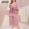 Plus Size Women's Fall Fashion New Loose Ladies Straight Leg Lace Up Trouser Suit