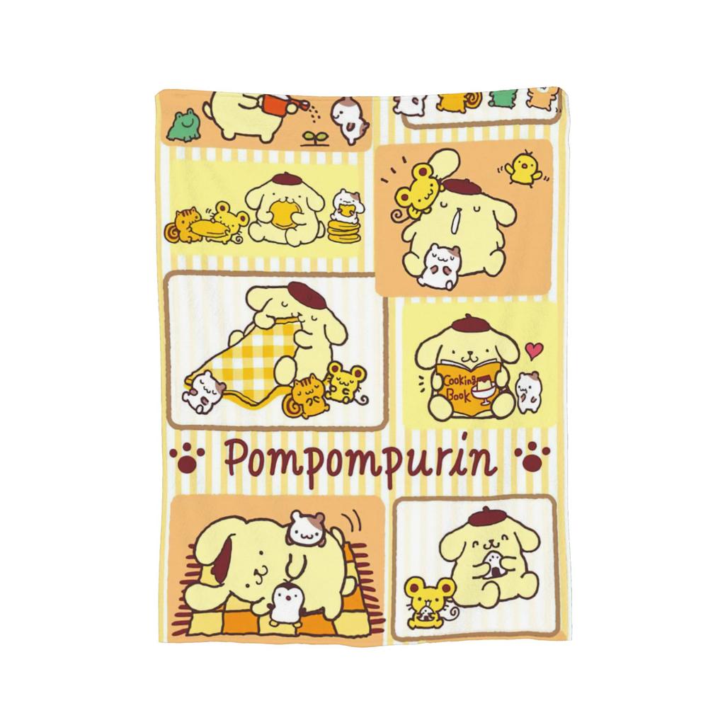 Плюшевое одеяло с помпонами Pom Pom Purin, забавное плед для дома, отеля, дивана, 150*125 см, одеяло