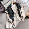 Autumn And Winter Triangle Scarf Polka Dot Kitten Print Double-Sided Warm Scarf Shawl Outer Cover Women