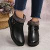 Fashion Casual Side Zip Pu Ankle Boots Women 2025 Winter Warm Short Plush Non Slip Mom's Shoes Vintage Soft Faux Fur Wedge Heel Booties
