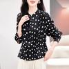 Женская шелковая рубашка в горошек, новая весенне-летняя рубашка с принтом, топ из шелка тутового дерева