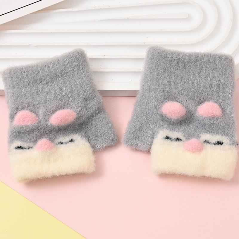 Cartoon Knitted Kids Gloves Knitting Fingerless Mittens Winter Warm Kids Gloves Multicolor Lovely Mittens Baby Gloves