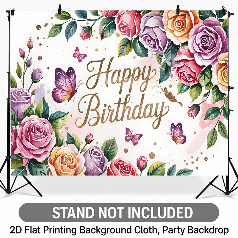 Butterfly Birthday Backdrop 1pc - Polyester Background