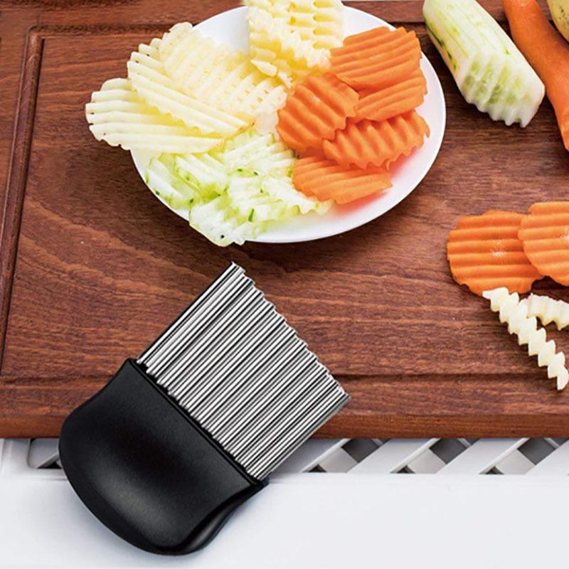 1 шт., нож для нарезки картофеля с волчьими зубами, гофрированный нож для картофеля, волновой нож, нарезка, глубокая пульсация