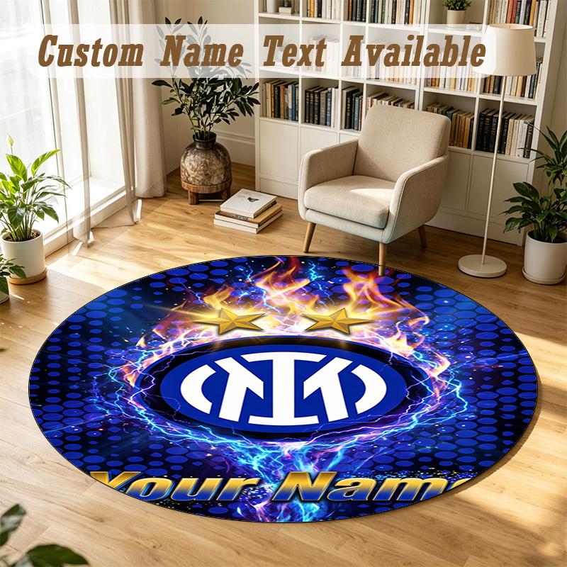 Round Rug Custom NameInter Milan Pattern Non Slip Carpet Home Floor Decor