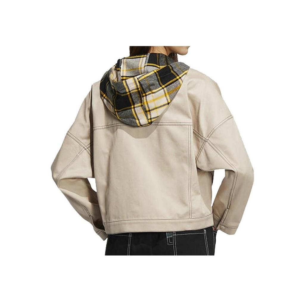 Adidas Нео короткая куртка на молнии с капюшоном и длинными рукавами Женская верхняя одежда цвета хаки IA6892