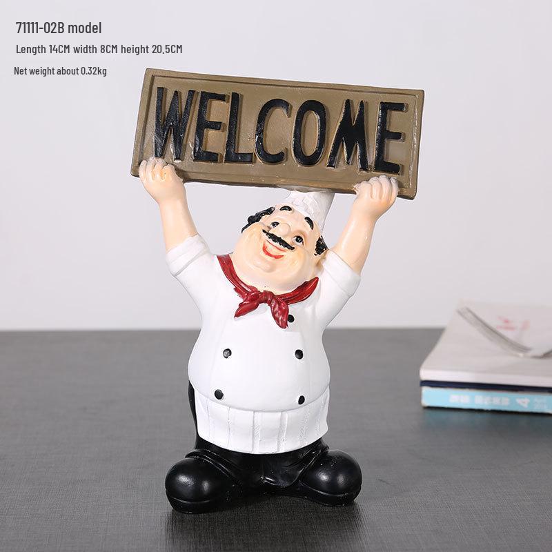 European Chef Figurine - Decorative Ornament for Home, Cafe, Cake Shop, or Living Room