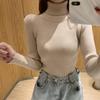 Водолазки, пуловеры, свитера, женские весенне-осенние рубашки для начинающих, тонкие облегающие полые пуговицы с длинными рукавами, трикотажные топы, однотонные, один размер