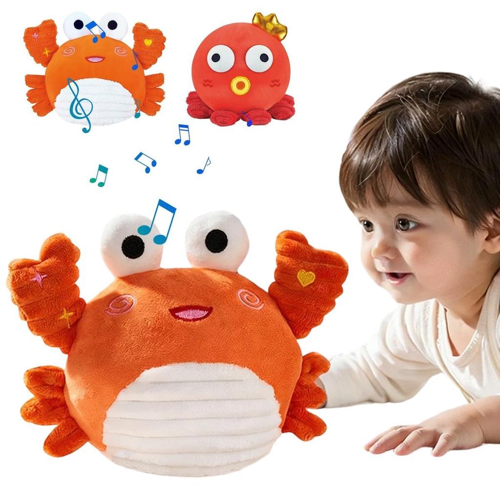 Игрушка Осьминог, Движущаяся, для 3-летних малышей, Музыка, Прыгающий мяч, Говорящая, Обучающая, Запись голоса, Кнопка-сердечко, Возраст 0-3, Мальчики и девочки, Ползание