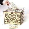 Wedding Card Box with Lock Rustic Wood Gift Box Card Holder for Wedding Anniversary Reception Baby