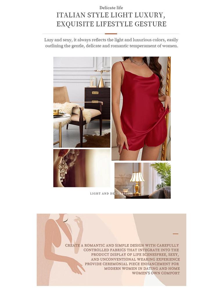 Ice Silk Women's Pajama Set: Breathable Summer Cami Dress and Shorts