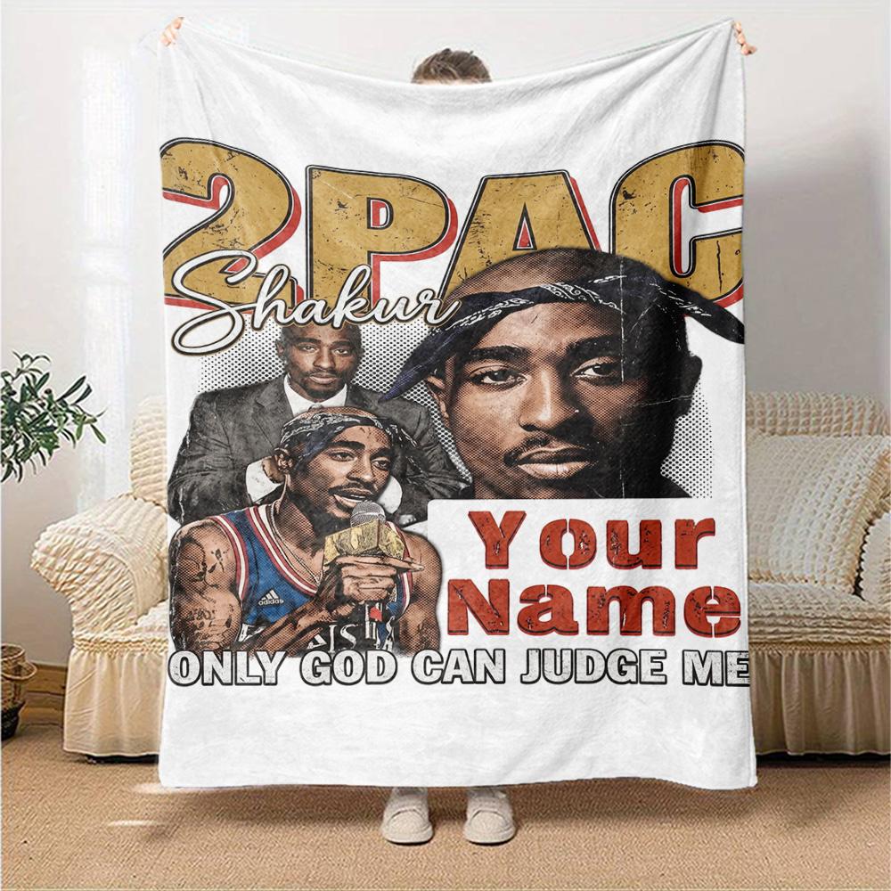 2pac Customize Text Blanket Gift Personalized Blanket Ultra-Soft Perfect for Seaside Sofa Bed Livingroom All-Season Use