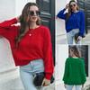 Simple Style Women Winter Fall Fashion Plaid Sweater Loose Knitted Top