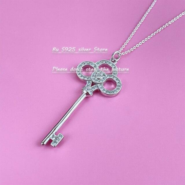 Новое ожерелье с подвеской в виде короны из розового золота и серебра S925 пробы для женщин, цепочка для свитера, цепочка с костяной цепочкой, модные ювелирные изделия