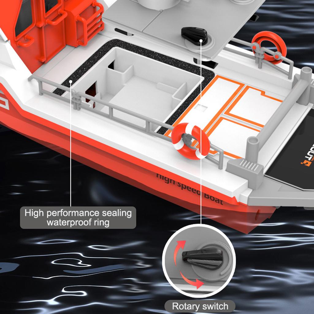 Радиоуправляемая лодка, спасательный корабль 2,4 ГГц с бесщеточным двигателем, сигнализация низкого заряда батареи для бассейнов и озер, мини-электрическая игрушка