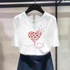 (Asian Size) Fashion Print Butterfly Love Heart Trend Cute Sweet Graphic Tee Female Casual T Clothing Casual Women's Top Short Sleeve T-shirt