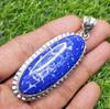 Natural Lapis Lazuli Pendant 925 Sterling Silver Pendant Oval Shape Gemstone Pendant Gift for Her