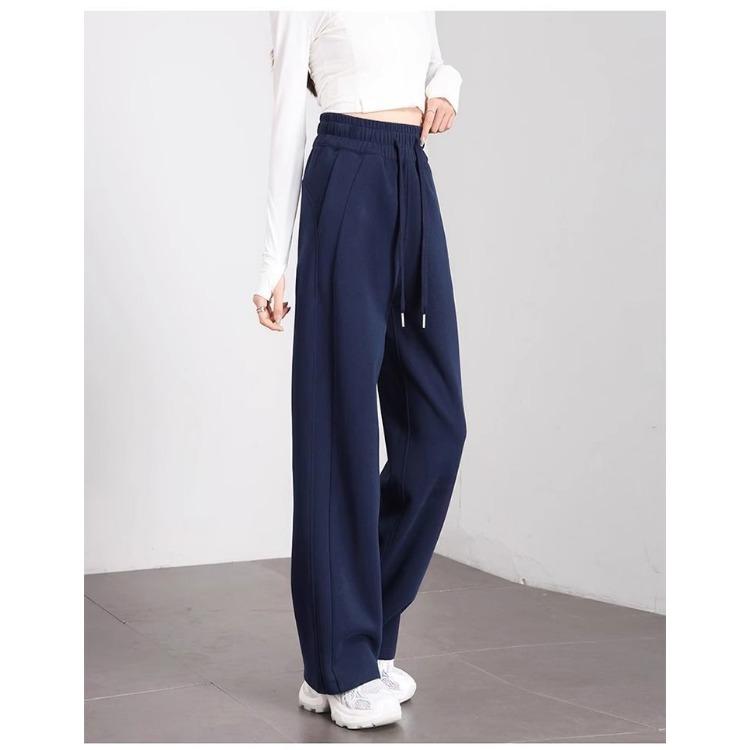 Fashionable High-Waisted Fleece-Lined Wide-Leg Pants for Women Autumn and Winter, Warm and Cozy Banana Trousers