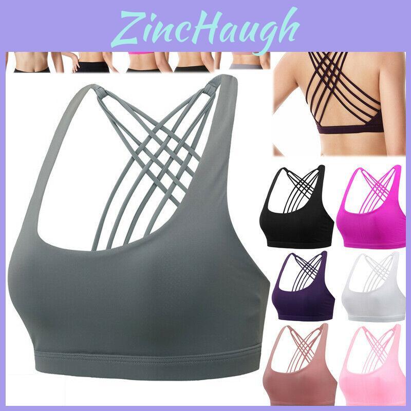 Women's Comfortably Padded Cross Back Sports Bra Vest For Gym Fitness And Yoga