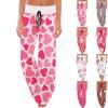 Women's Comfy Pajama Pants Pocket Valentine's Day Print Drawstring Wide Leg Pants