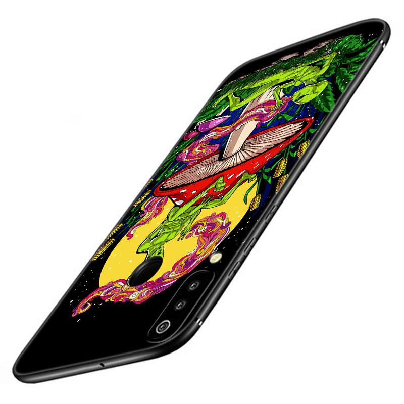 Эстетичный Триповый Чехол для Телефона с Грибами Для Samsung Galaxy A01 A03 Core A04 E A02 A05 A10 A20 A21 A30 A50 S A6 A8 + A7 Черный Чехол